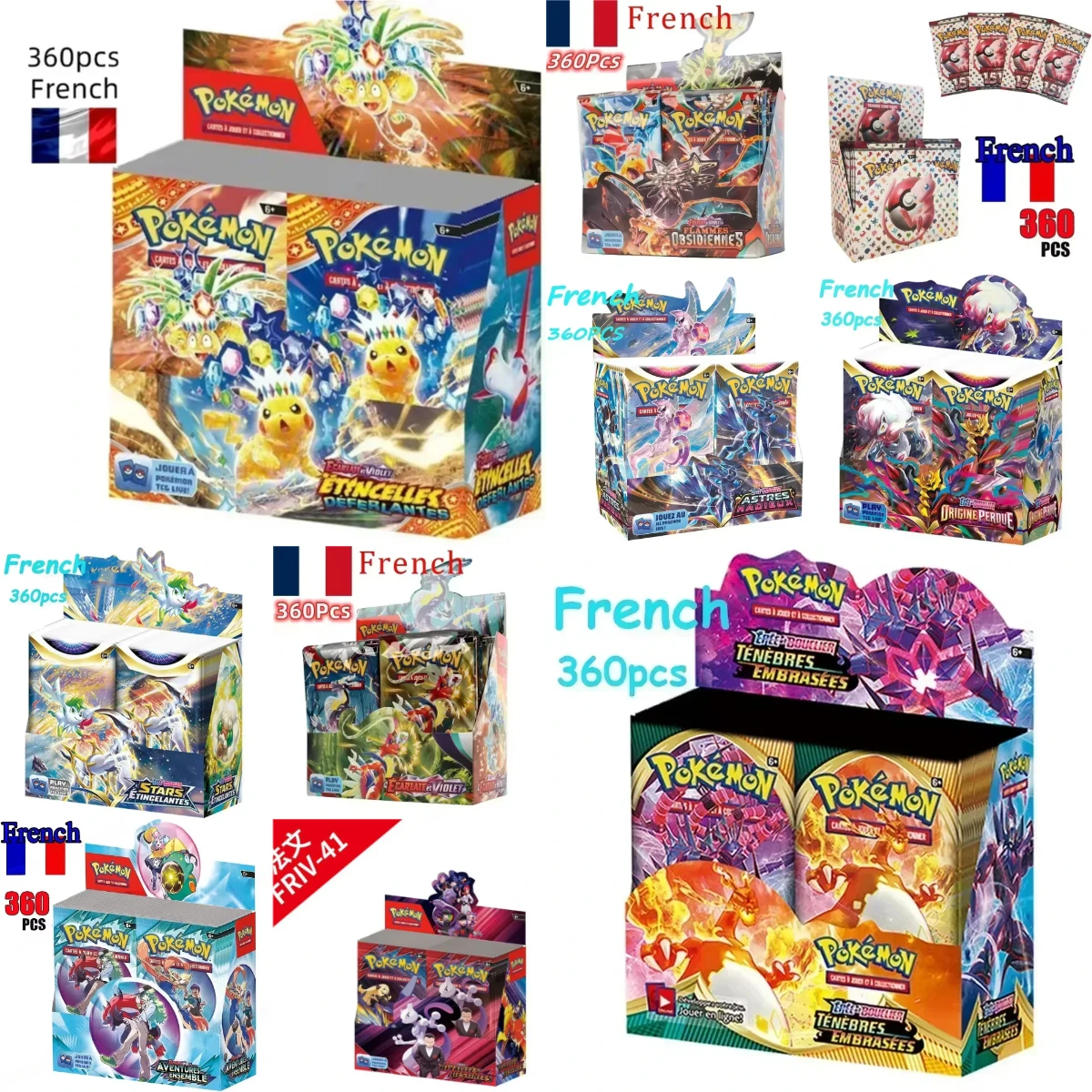 

♣360P French Pokémon TCG: Ecarlet & Violet Etsncelles Astral Radiance Obsidian Flames Booster Box Pokemon Cards Game 36 Pack Box