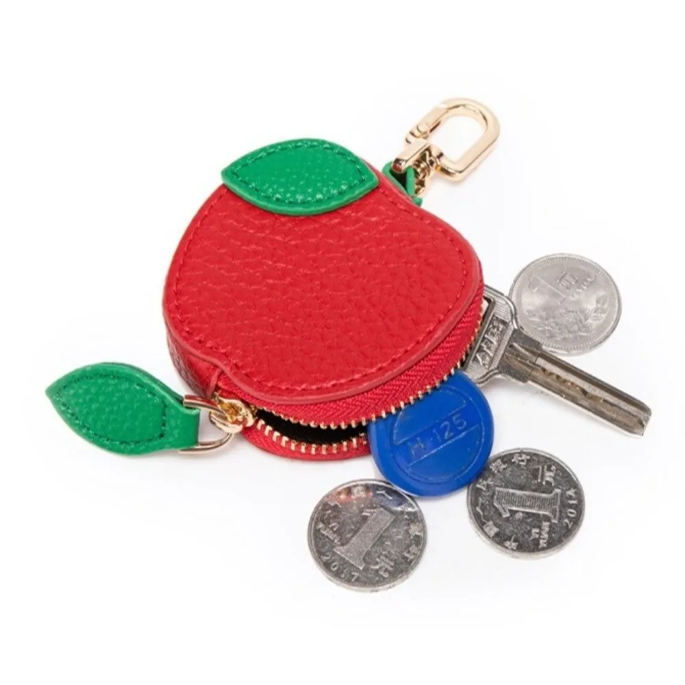 أزياء الكرز تصميم محفظة نسائية للعملات المعدنية سحر بو الجلود اليدوية البسيطة زيبر الحقيبة الفاكهة شكل المفاتيح الحقيبة حقيبة الظهر الديكور #1