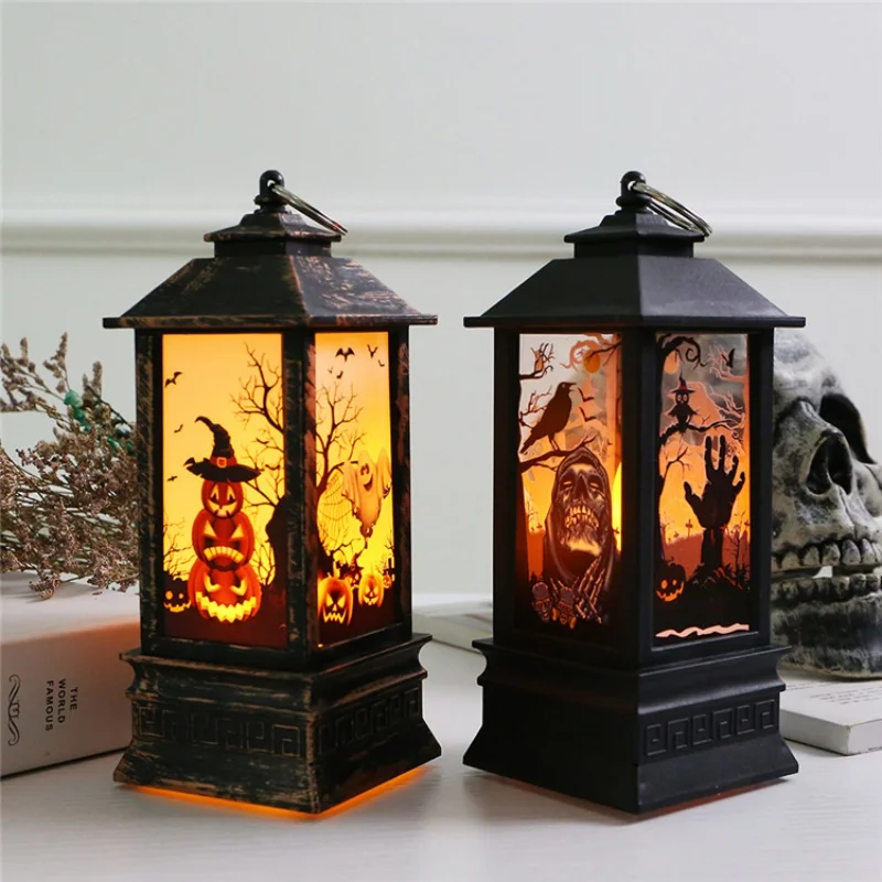 Große Halloween LED Kerze Lichter Hexe Kürbis Geist Ornament Gefälschte Flamme Lampe DIY Halloween Party Desktop Home Dekoration Requisiten