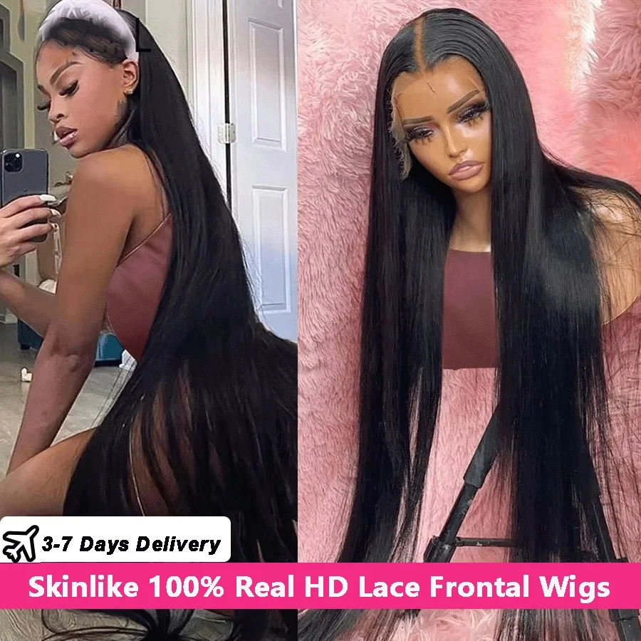 7X5 Bye Bye Knots Straight Hair Glueless Human Hair Wig 100% Human Hair Deep Part 7x5 Glueless Brazilian Lace Front Wig 250%