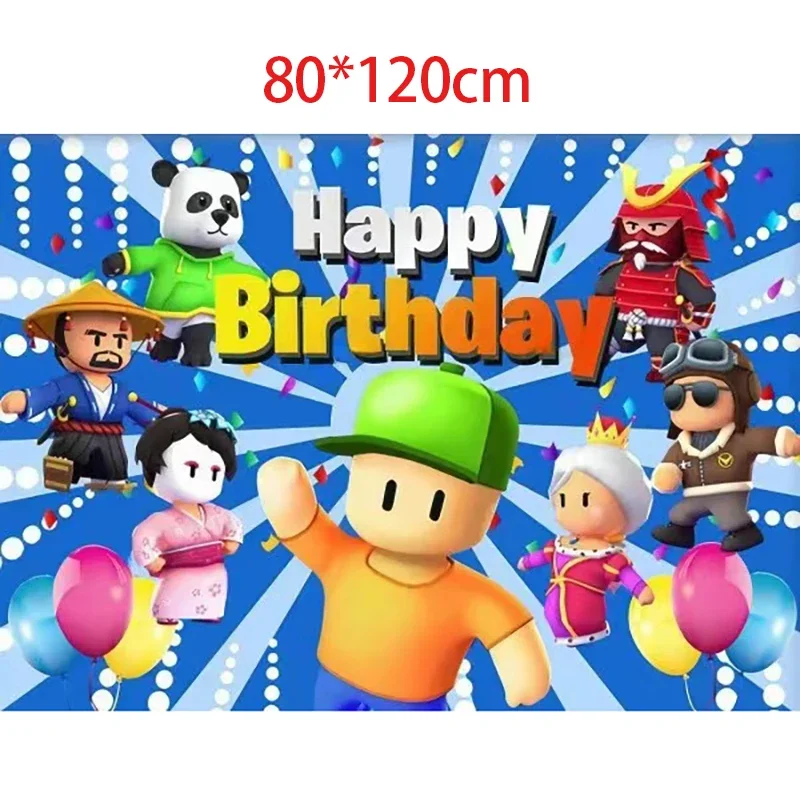 Stumble Guys Birthday Decoration Balloon Banner Stumble Guys Tableware Backdrop Cake Topper Party Supplies Baby Shower