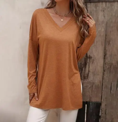 

Spring/summer Women's 2026 New Loose Casual Knitted Long Sleeved T-Shirt Versatile Top Simple Fashionable Retro Comfortable Top