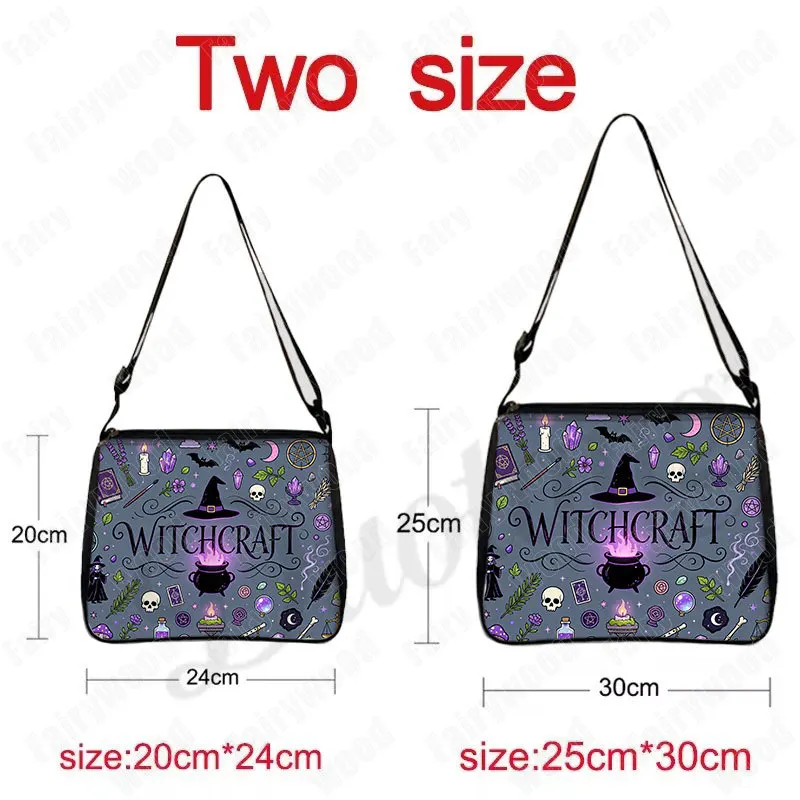 Witchcraft Witchy Black Cat Print Shoulder Bag Dark Mysterious Goat Skull Bat Crossbody Bag for Women Phone Hodler Messenger Bag
