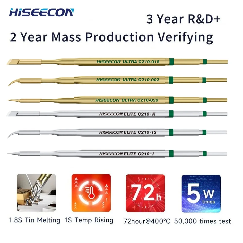 أطراف مكواة لحام مدمجة HISEECON ، استعادة درجة الحرارة ، JBC Sugon Aifen T210 ، T26 ، محطة A9 ، GVM YIHUA ، سلسلة C210