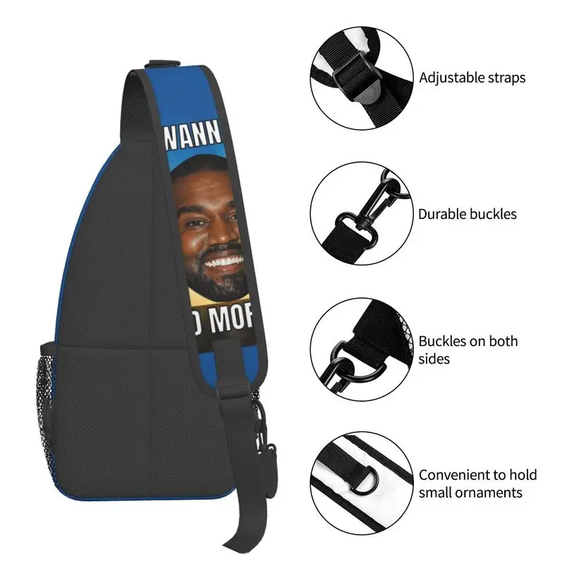 Mochila cruzada divertida Kanye West Meme para hombre, bolso de pecho de hombro POP rapero personalizado para ciclismo, Camping, Daypack