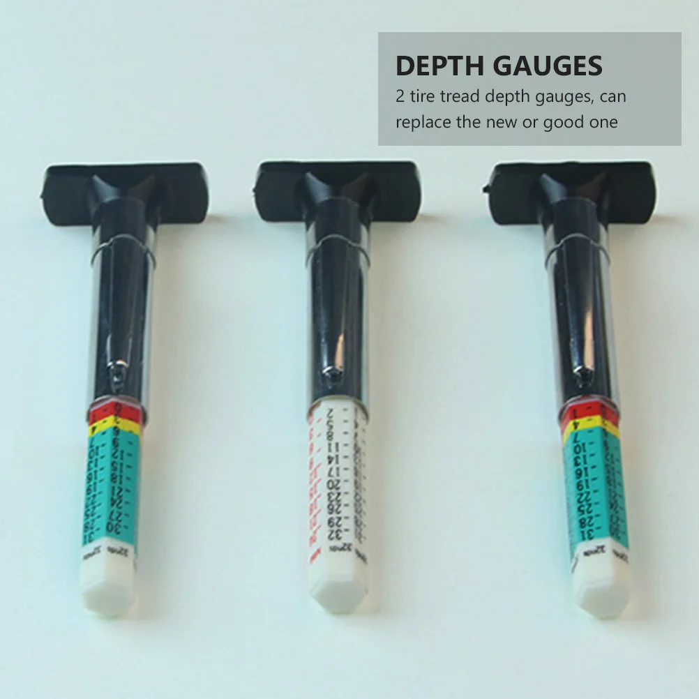 

2Pcs Tire Tread Depth Gauge High Quality Stainless Steel ABS Car Tires Measure Tool Clear Reading 0-25Mm Tyre Tester Ruler