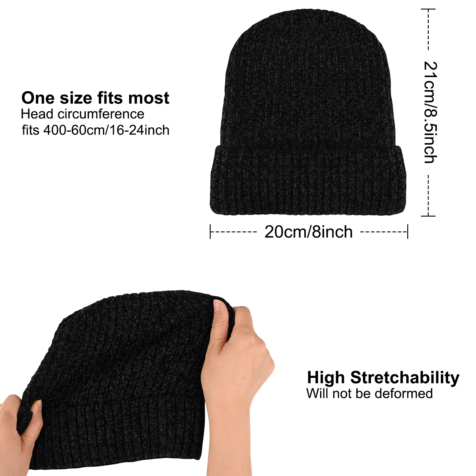 Fashion Unisex Two-Tone Winter Hats For Men Women Hat Add Fur Lined Beanie Warm Cuffed Outdoor Cap Winter Knitted Hats