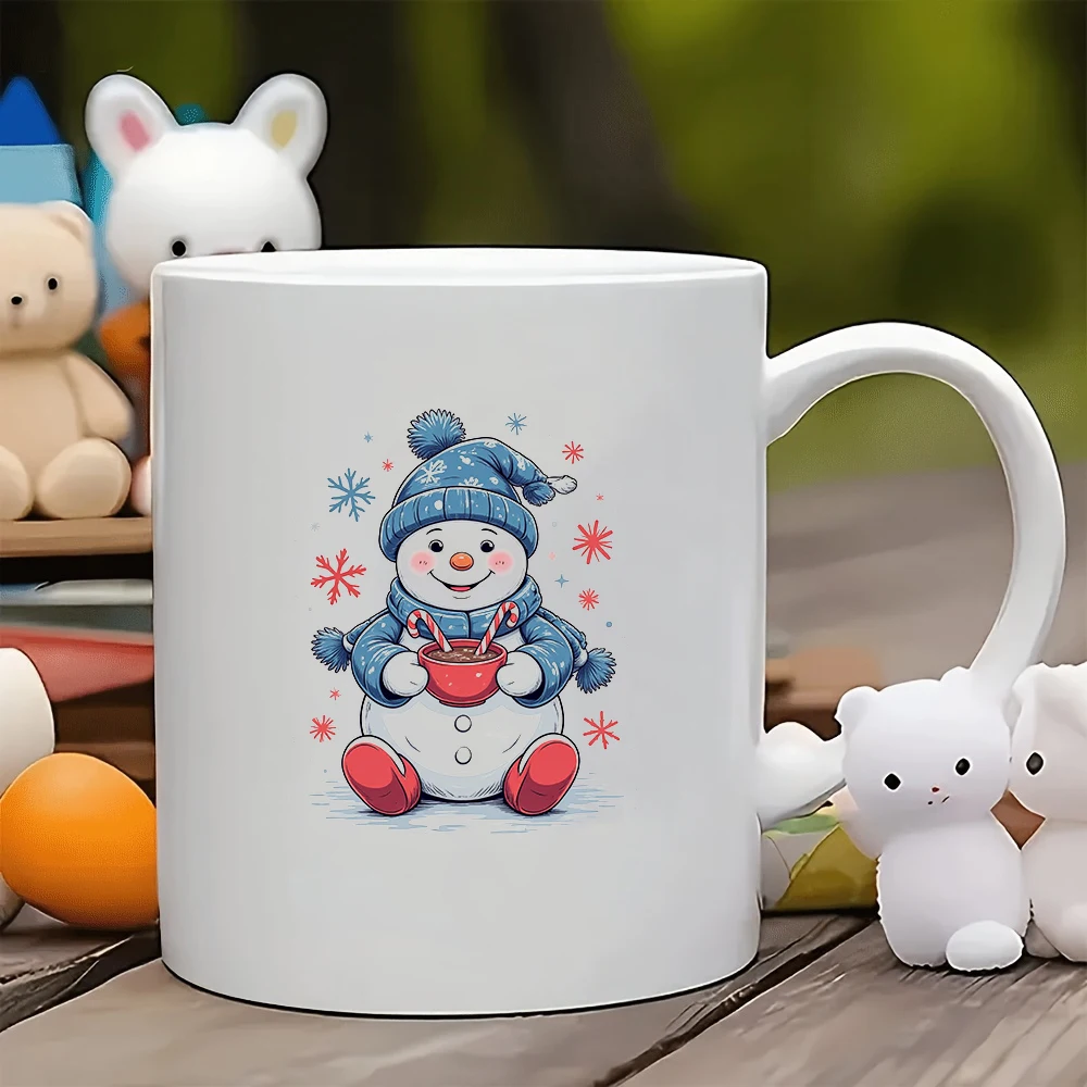 

11oz cartoon snowman mug + Christmas gift whimsical cup for family office creative coffee mug