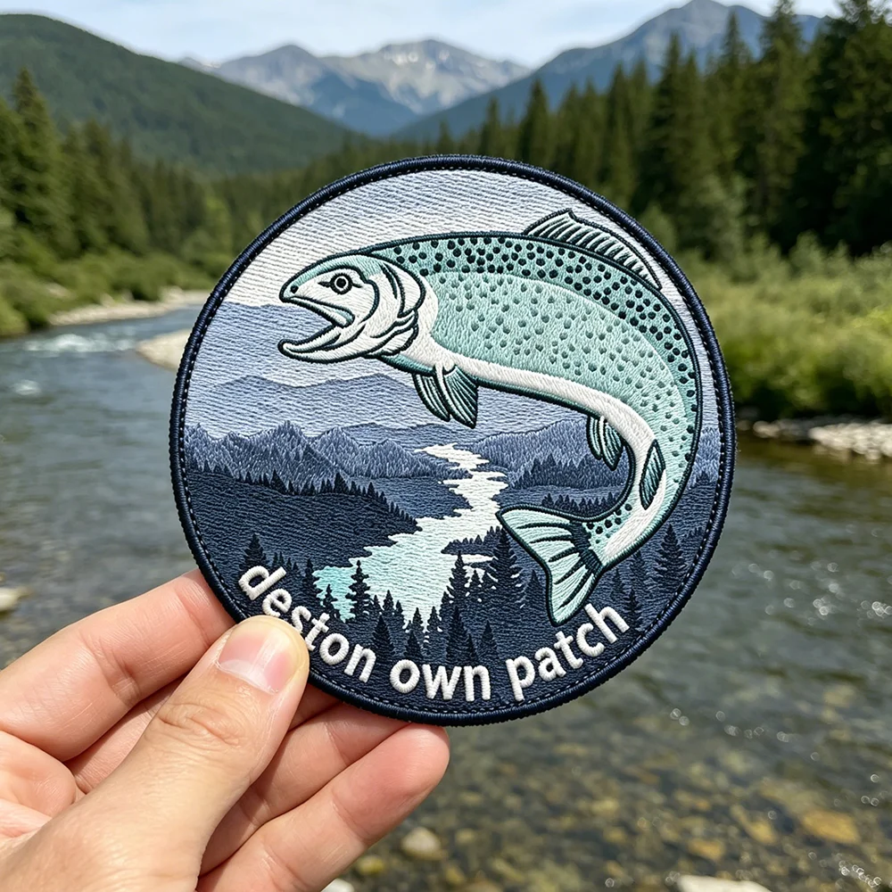 Custom Personalized Fishing Patches Embroidered Patches Iron On Letter Slogan Applique Sew On Hook Loop Badges for Jackets DIY