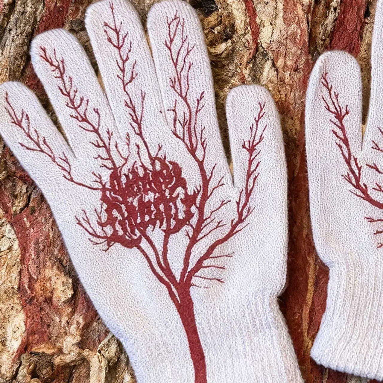 American high street hip-hop style tree print 2026 new fashionable fashionable fingerless gloves