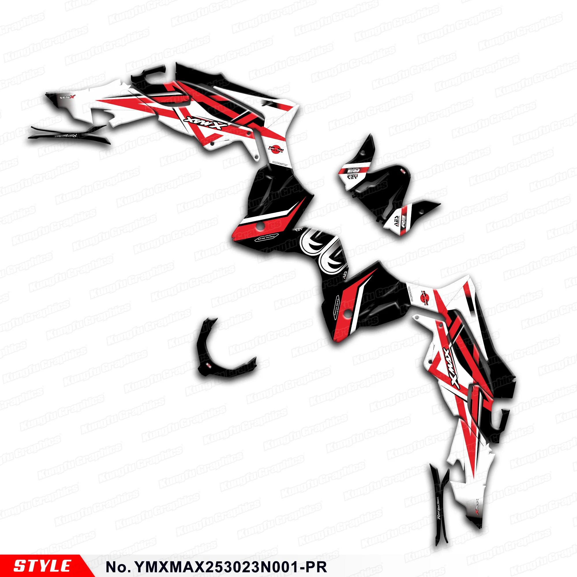

Racing Graphics Motorcycle Stickers Kit for Yamaha XMAX 250 300 2023 2024, YMXMAX253023N001-PR