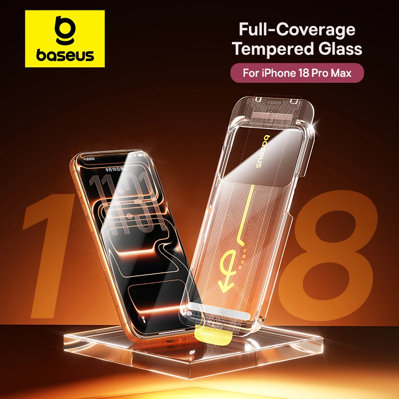 Baseus Tempered Glass for iPhone 18 17 Pro Max Screen Protector High Definition With Cleaning Kit Anti-Peeping Dust-proof Glass
