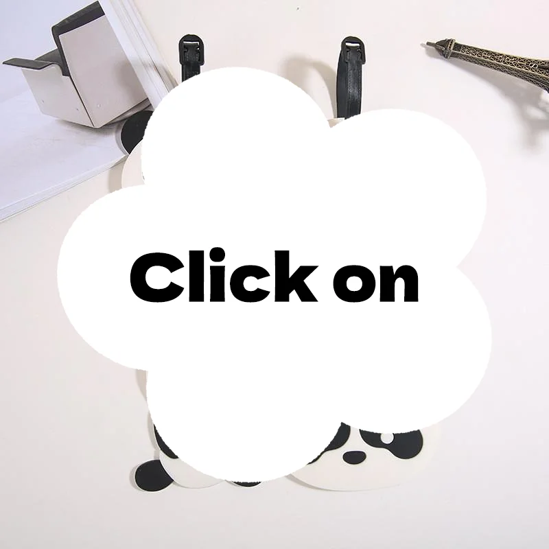 Cute Panda Shape Silicone Luggage Tags With Adjustable Strap Waterproof For Travel Business Trips