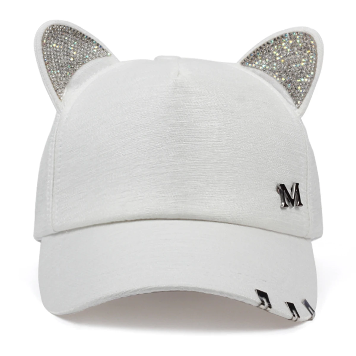 Unisex Cute Cat Ears M Label Baseball Caps Spring Autumn Outdoor Adjustable Casual Hats Sunscreen Hat