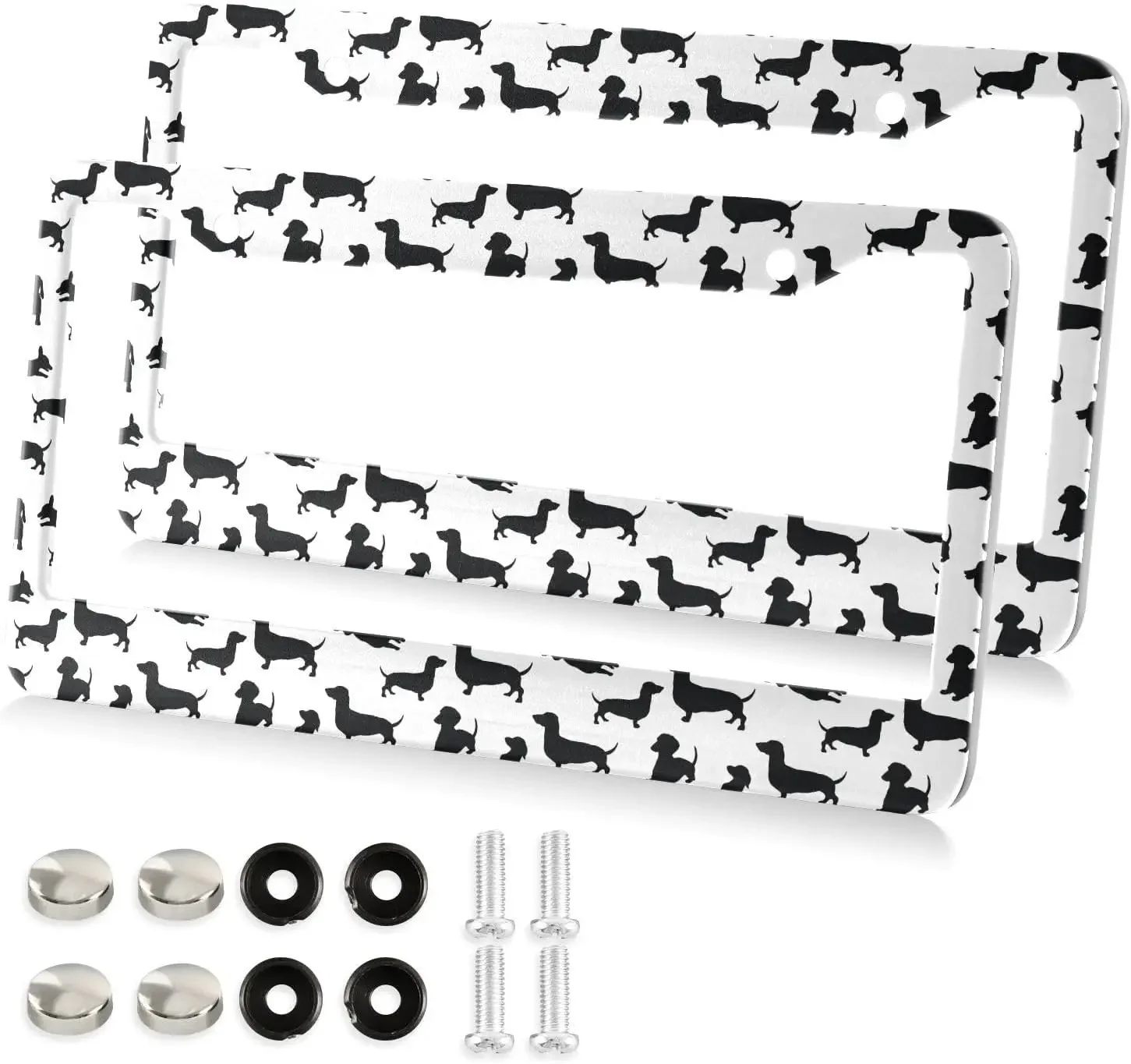 

Рамка для номерного знака с рисунком собак таксы, 2-упаковка держателя номерного знака с 2-мя отверстиями, рамка для автомобильной бирки для женщин, мужчин, транспортных средств по США