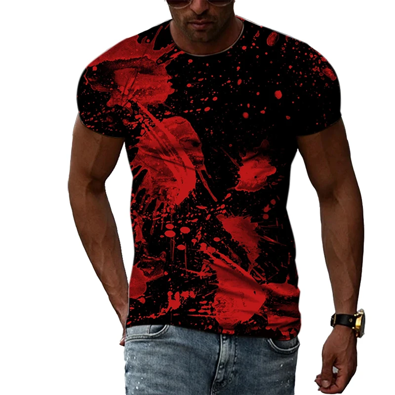 Summer Men\'s Red Vintage Alternative Creative T-Shirt 3d Printed O Collar Short Sleeve Fashion Casual Street Large Size Top