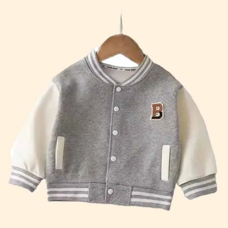 Boys Girls Baseball Coat Baby Letter Jacket Spring Autumn New Clothes Girls Fashion Casual Sports Outerwear 12M-12 Years Old