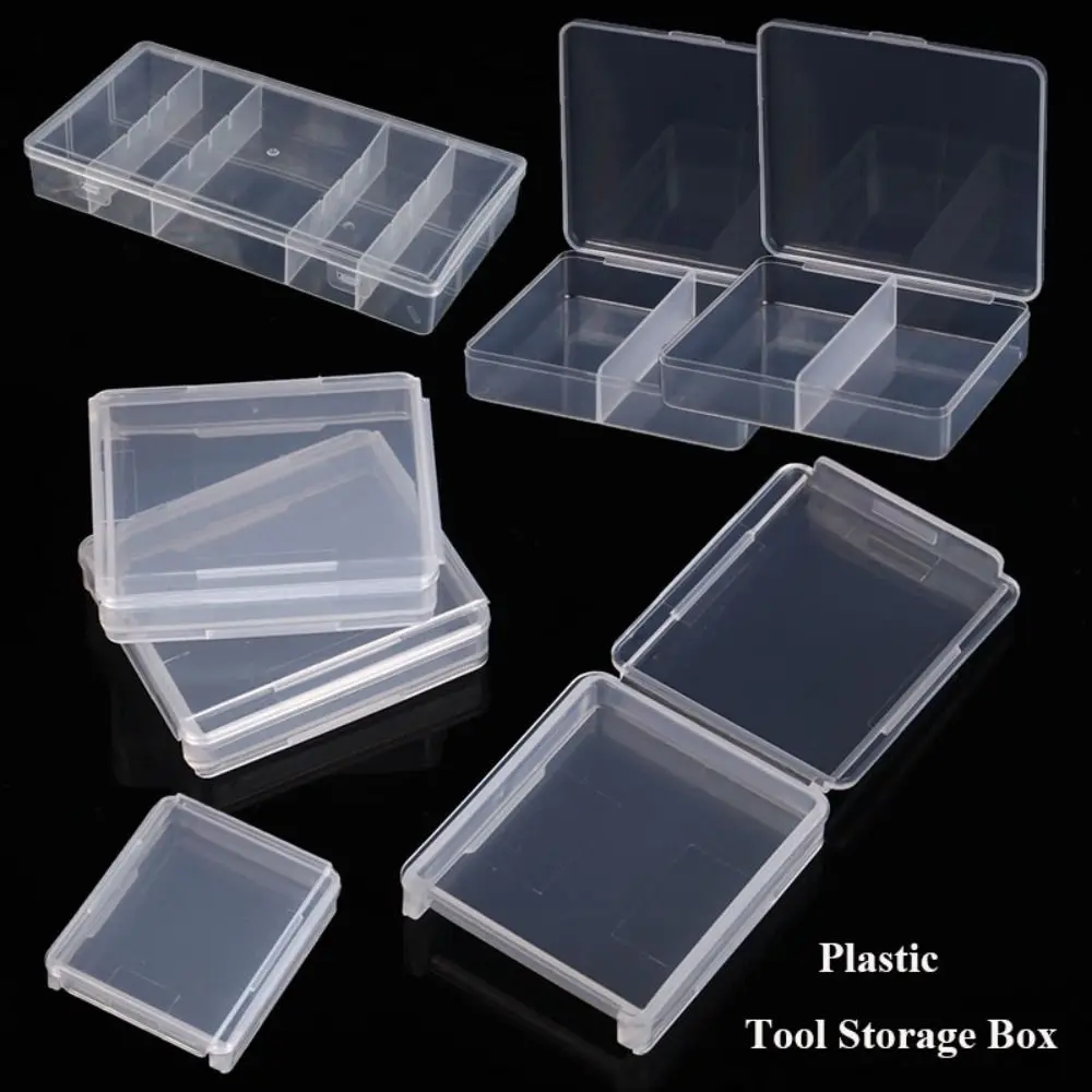 Portable Square Storage Box Transparent Plastic Jewelry Beads Container Durable Packing Boxes Power Tools Holder