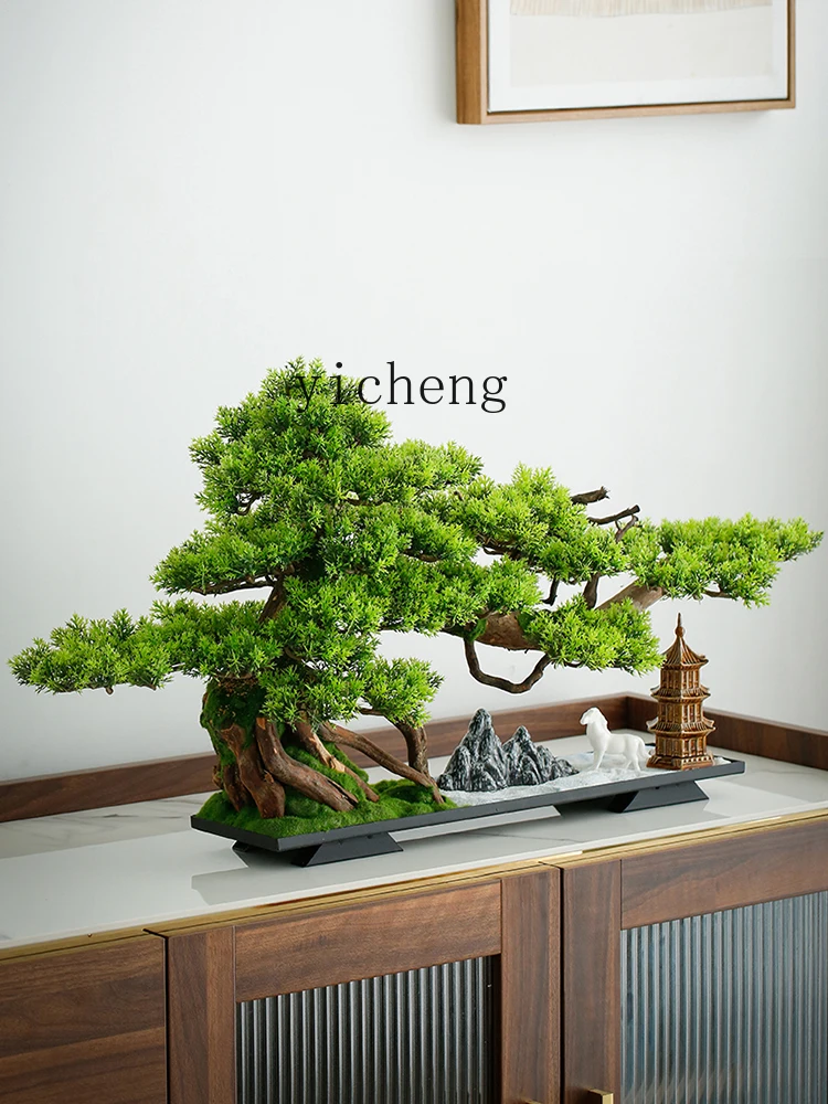 XL living room bonsai simulation welcoming pine and green plant landscape decoration, entrance tabletop decoration