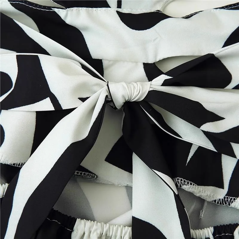 Verão impressão de um ombro cintura recorte com cinto feminino Dr Ele cintura alta ort-Sve Midi Dr Ci-Walk entrada