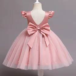 Toddler Baby Girls Dresses Kids Elegant Princess Party Tutu Tulle Costume Children Birthday Wedding Backless Clothes 1-5Years