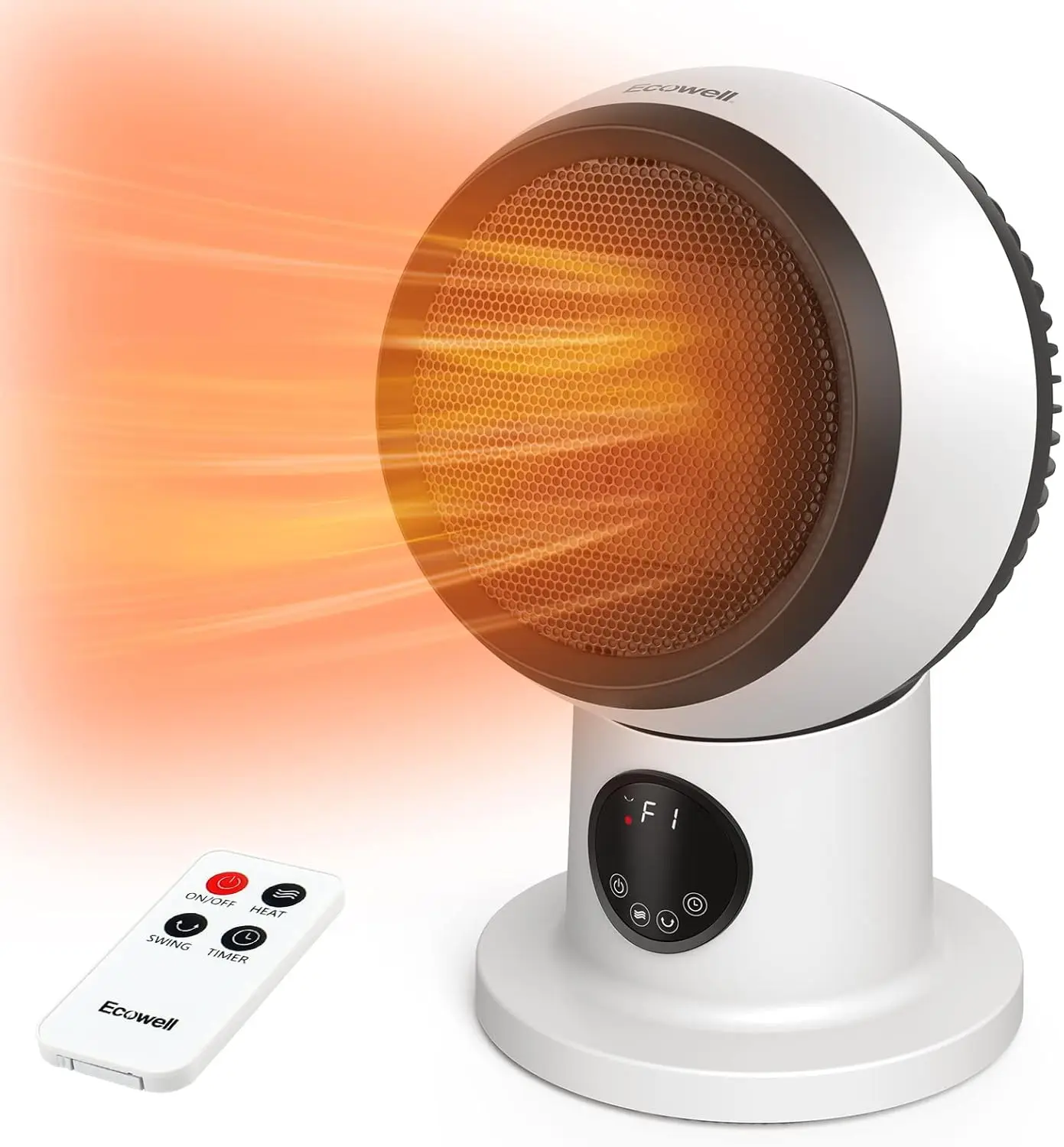 

Компактный современный обогреватель и вентилятор 2-в-1, 1500 Вт, керамический PTC-обогреватель для помещений с пультом ДУ, таймер 0-12 часов, 60 см °