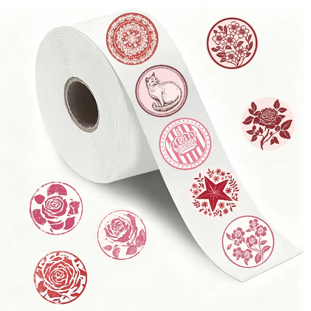 500PCS flower series creative roll stickers, 10 pattern styles, suitable for decorating water bottles, guitars, computers,