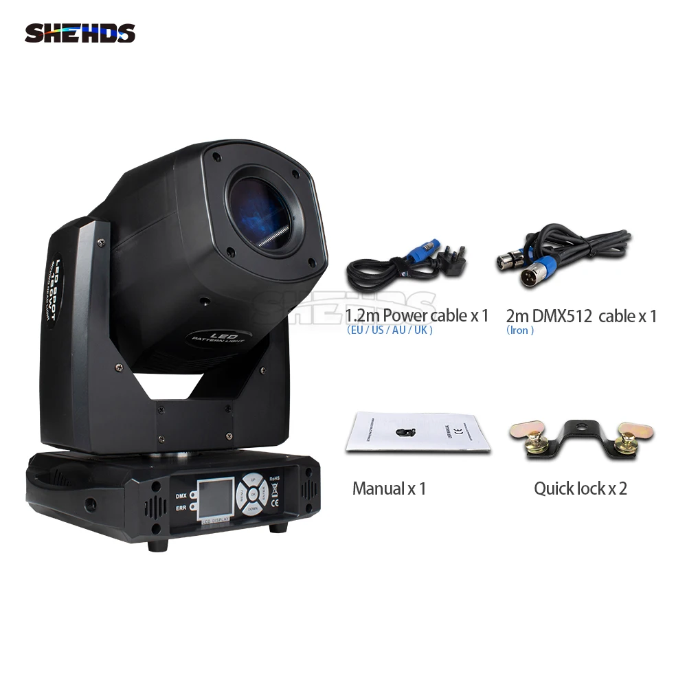 2PCS SHEHDS 160W LED Moving Head Beam Wash Rotating Gobo 3IN1 Light For DJ Disco Wedding Party Stage Light Effect Professional