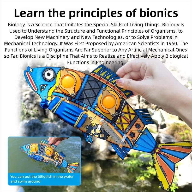 مجموعة تجارب علمية على شكل سمكة السباحة الكهربائية DIY - لعبة نموذجية تعليمية للأطفال لعبة مشروع هدية #3