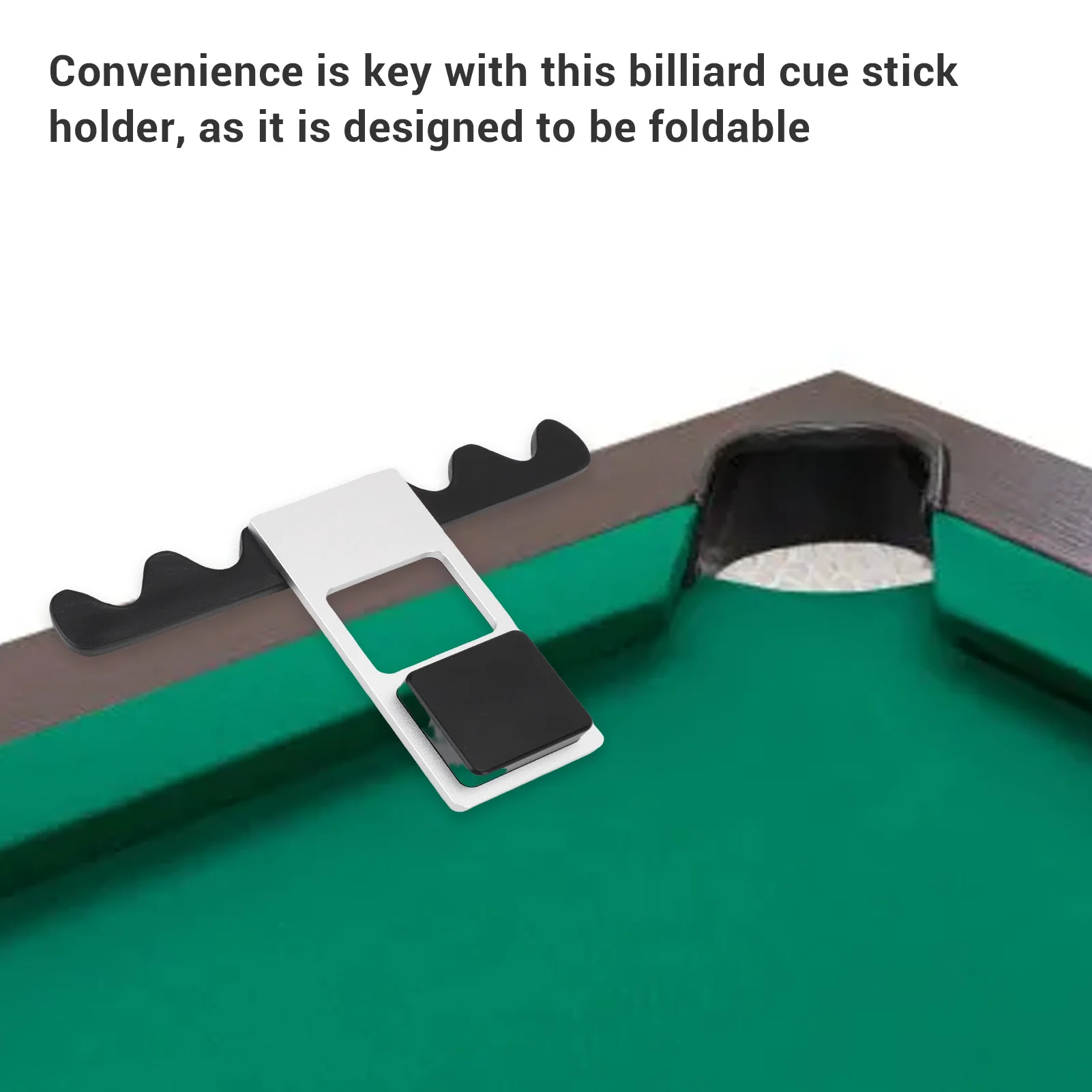 

Billiard Cue Holder Foldable Aluminium Genuine Leather Pool Stick Holder Space Saving 4 Cue for Pool Cue Storage
