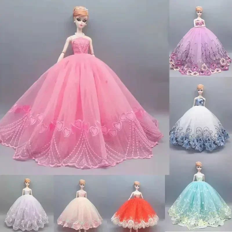 1/6 Doll Clothes for Barbie Dress for Barbie Clothes Floral Lace Wedding Dresses Party Gown Outfits 11.5\