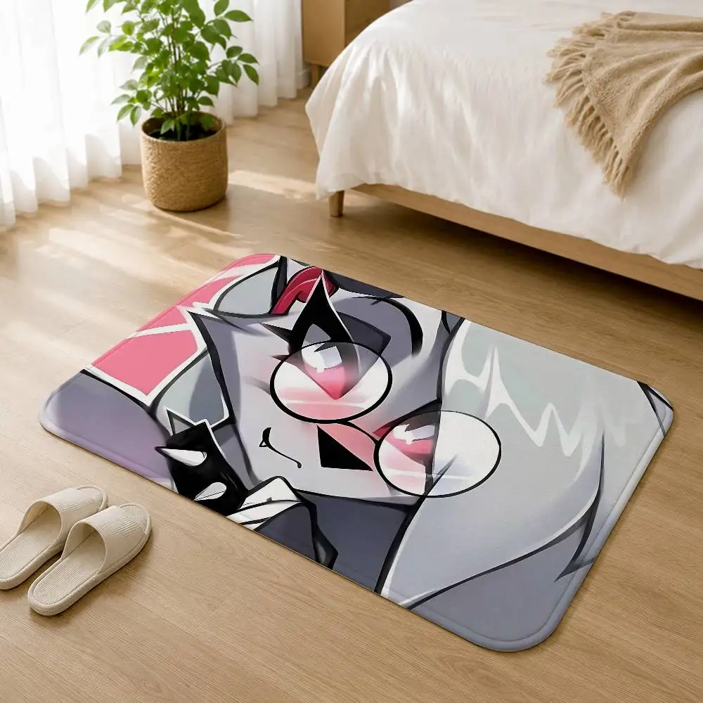 CUTE L-Loona H-Helluva Boss Indoor Short Plush Door Mat Anti-Slip Backing Soft Foot Mat for Entryway Bedroom