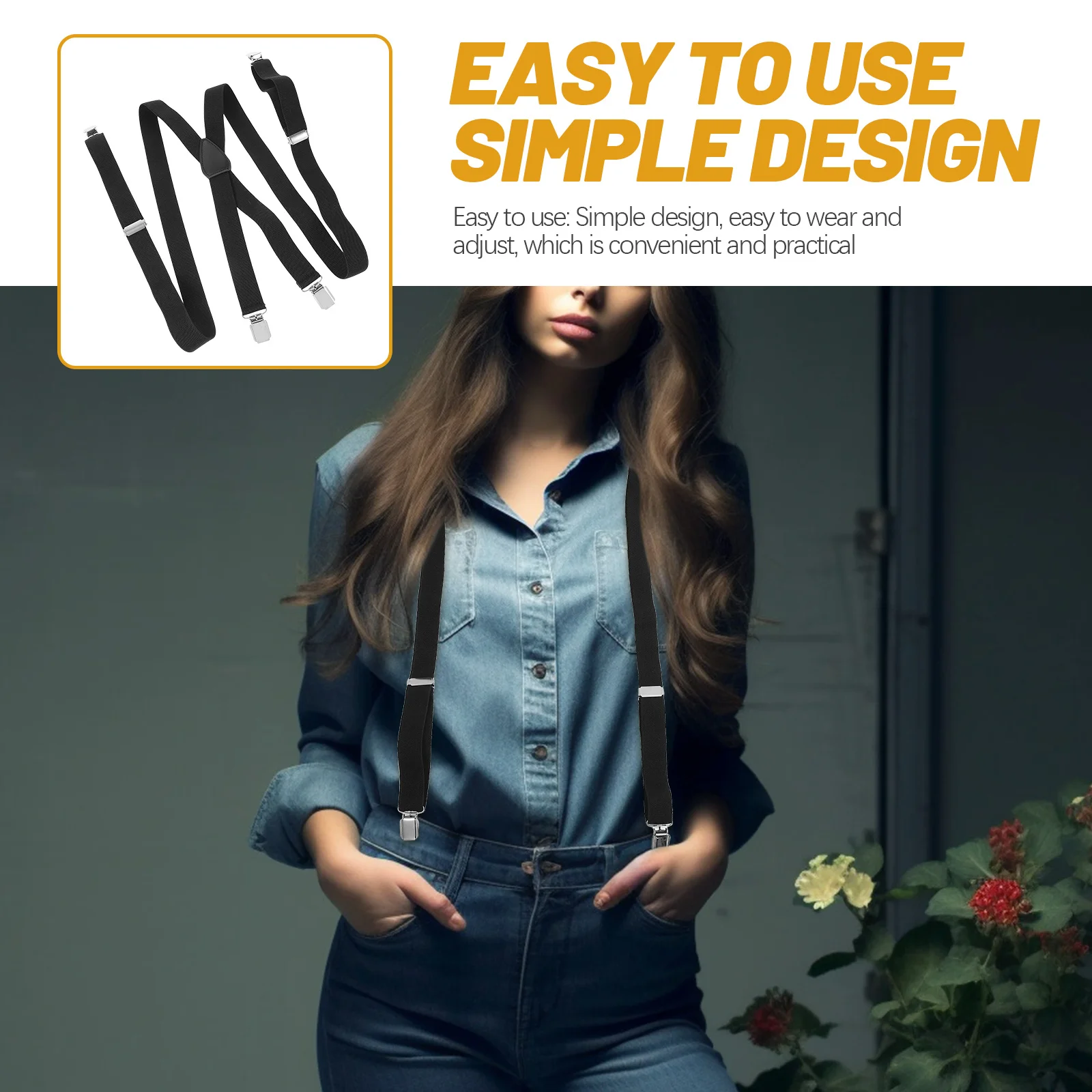 الحمالات المرنة للرجال والنساء X-Back قابل للتعديل 4 خطافات السراويل الحمالات مقاومة للاهتراء الملابس والاكسسوارات #1