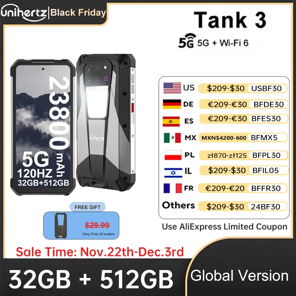 Unihertz Tank 3 8849 120W 5G Waterproof android 13 32GB 512GB 23800 mAh 6.79