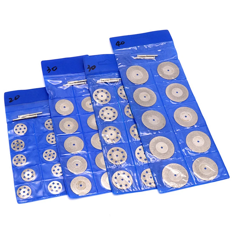 10Pcs 16-40mm Mini Diamond Cutting Disc with Conneting Rod Ceramic Glass Jade Electric Grinding Saw Blade Power Tool Accessories