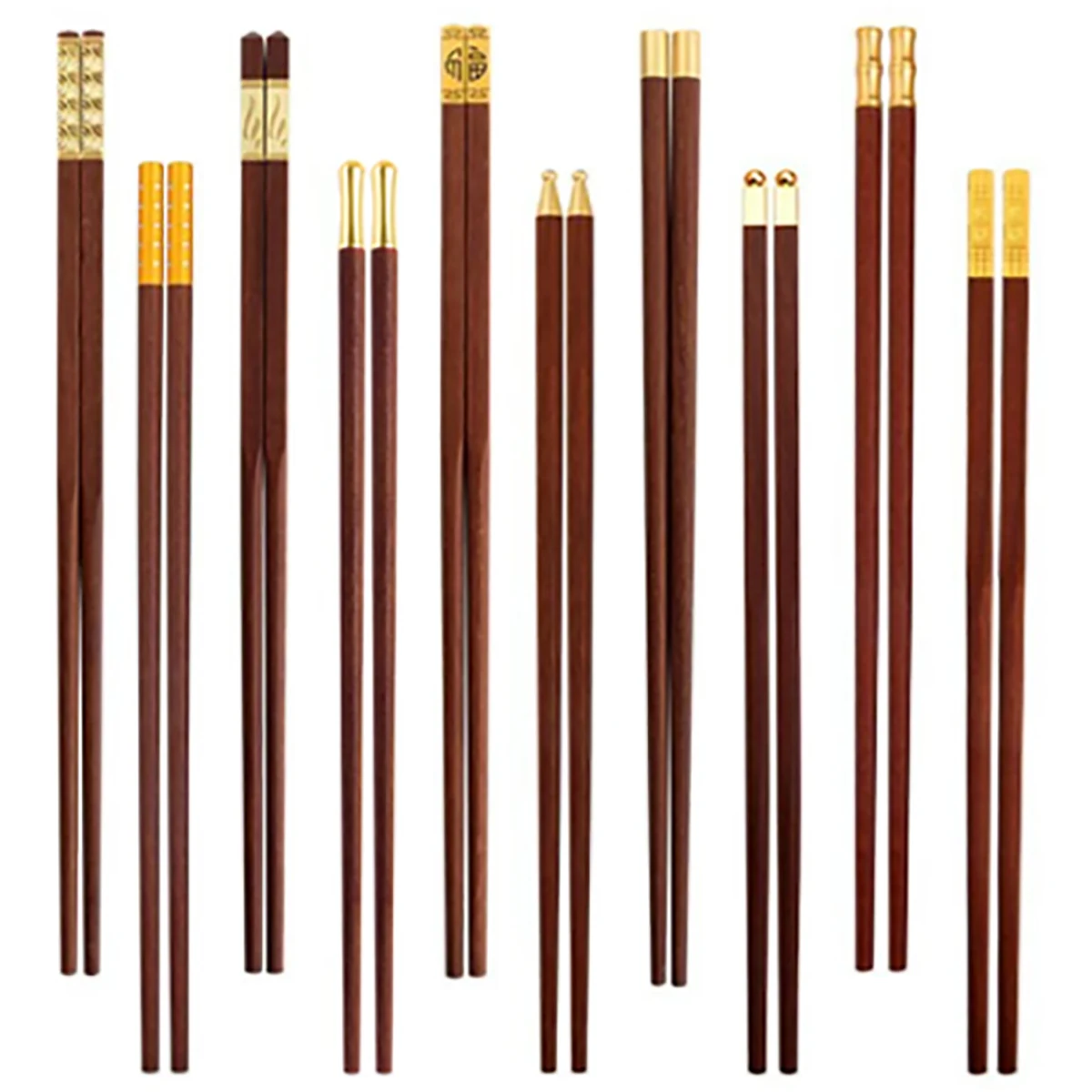 5/6/8/10 Paar wiederverwendbare Essstäbchen, Geschirr, handgefertigt, natürliche rote Holzstäbchen, koreanische Sushi-Essen, Essstäbchen, rutschfest, einfach