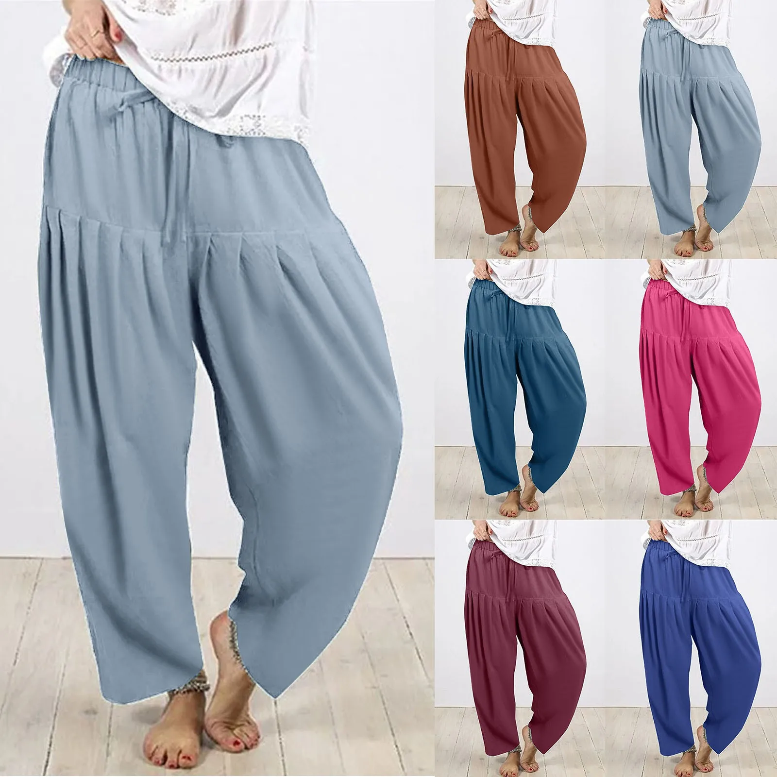 

Carrot Wide-legged Trousers Spring Summer New Women's Trousers Loose and Comfortable Solid Color Casual Lace-up Female Trousers