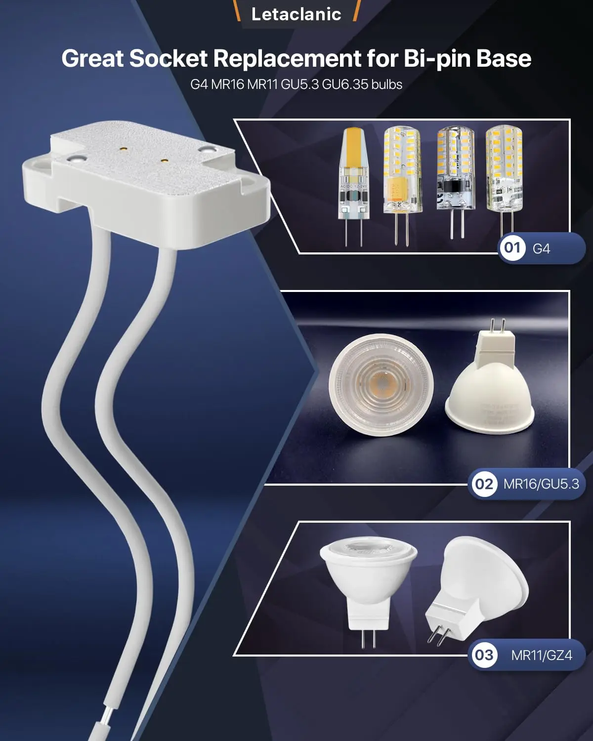 Portalámparas de cerámica MR16, Base de luz, 10 unidades