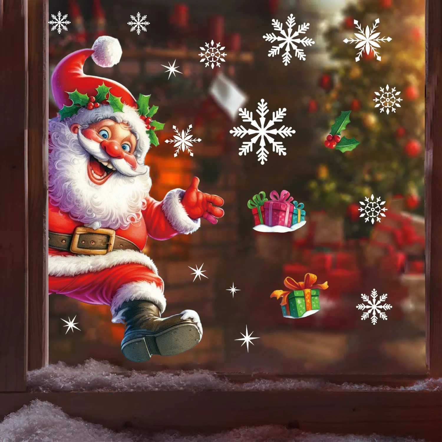 Christmas Happy Santa Claus Window Stickers Xmas Elf Boy Elk Glass Stickers Merry Christmas Decor Happy New Year 2026