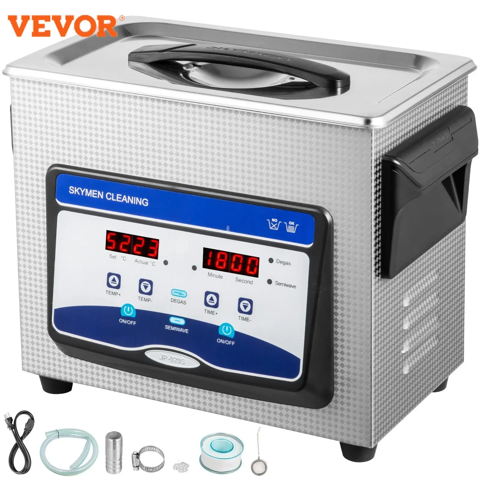 VEVOR 3L  6L 10L 15L 20L 22L 30L Ultrasonic Cleaner W/ Degassing Function Portable Washing Machine Sonic Home Appliance