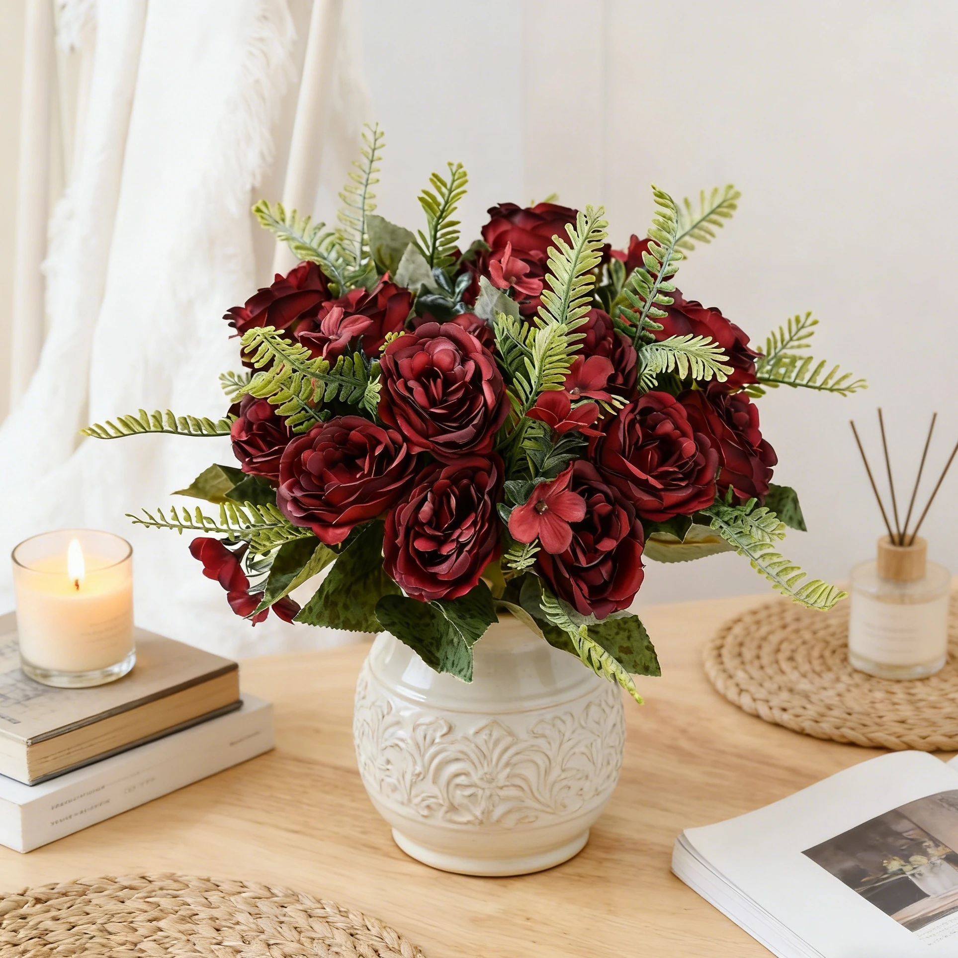 Künstliche Blumen, Pfingstrosen, für Zuhause, Wohnzimmer, Dekoration, Ornament, Festival, Hochzeit, Kranz, Brautstrauß, für den Außenbereich, Hof, Garten, DIY-Geschenkbox