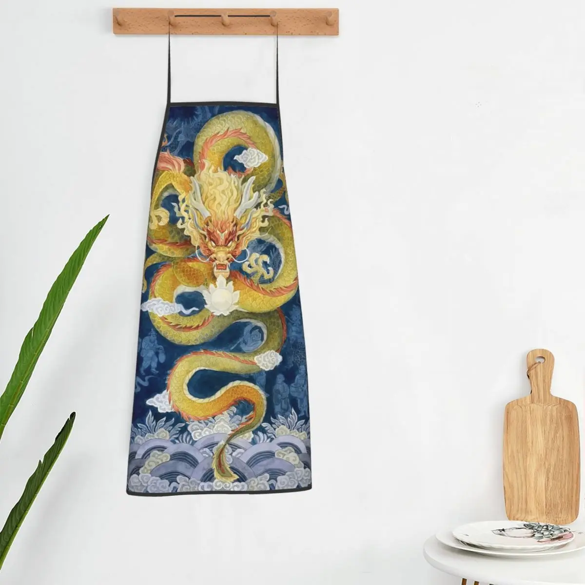 Dragon Totem Asian Style Chinese Oriental Mythical Apron Chef Cooking Tablier Bib Kitchen Cleaning Pinafore for Unisex Painting