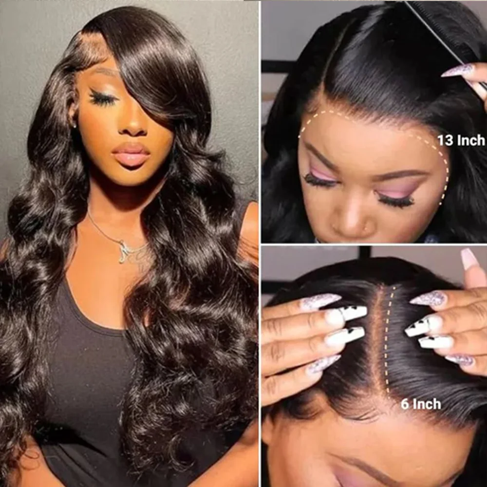 38インチ、42インチのボディウェーブ人毛レースフロントウィッグ、プレプラッキング済み、ベビーヘア付き、密度200%、13x6、13x4透明レースフロントウィッグ