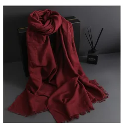 Soft Cotton Rayon Scarf Casual Solid Cachecol Feminino Women Long Pashmina Tassel Shawl Cape Men Chal Spring Mujer Bufanda