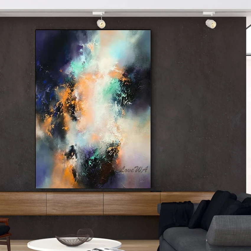 

Modern Acrylic Decor Idea Design Textured Art Hand Drawing, Canvas Artwork, Abstract Bedroom Wall Picture, Large Size Paintings