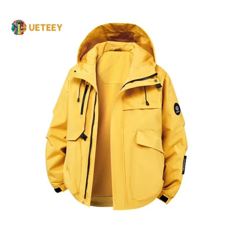 

Men's Multi-functional Hooded Jacket Waterproof Big Pockets Outdoor Hiking Jackets Men Leisure Mountaineering Outdoor Workwear