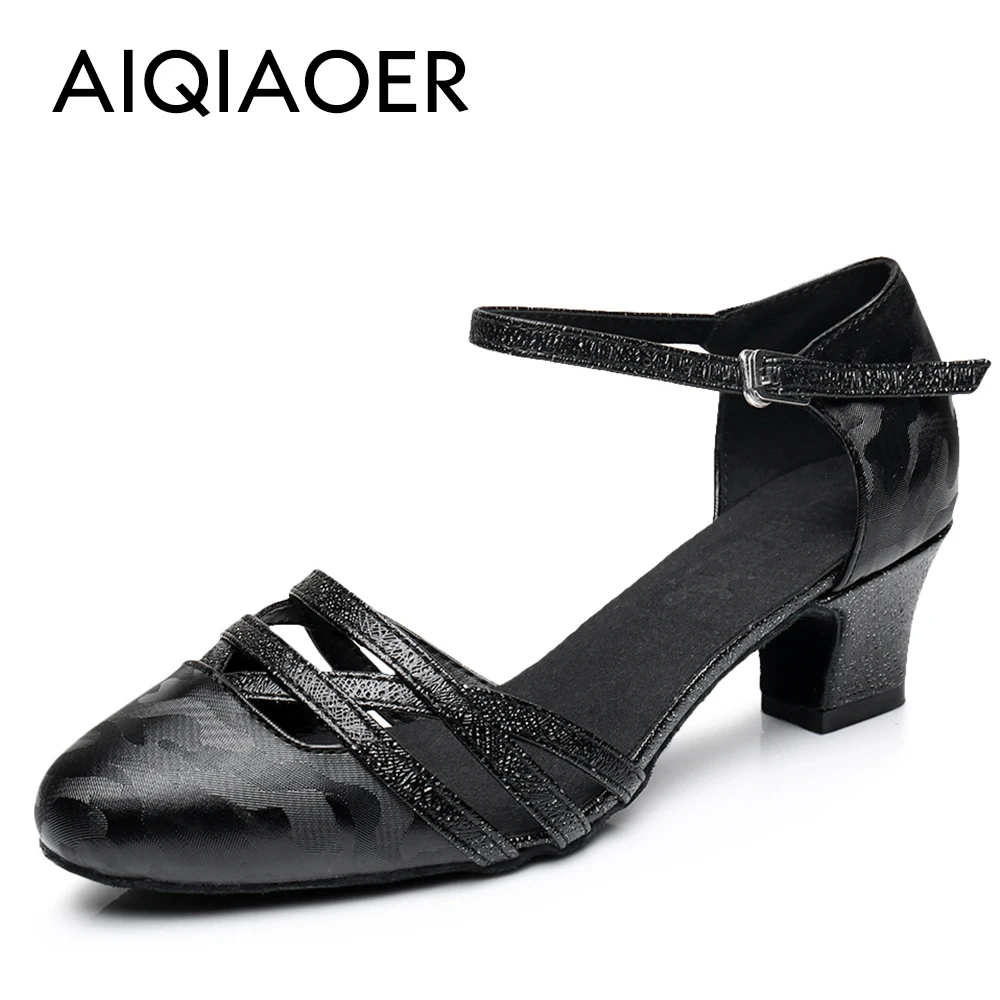 

New Latin dancing shoes for ladies salsa tango ballroom dance high heels black summer closed toe ladies dancing shoes