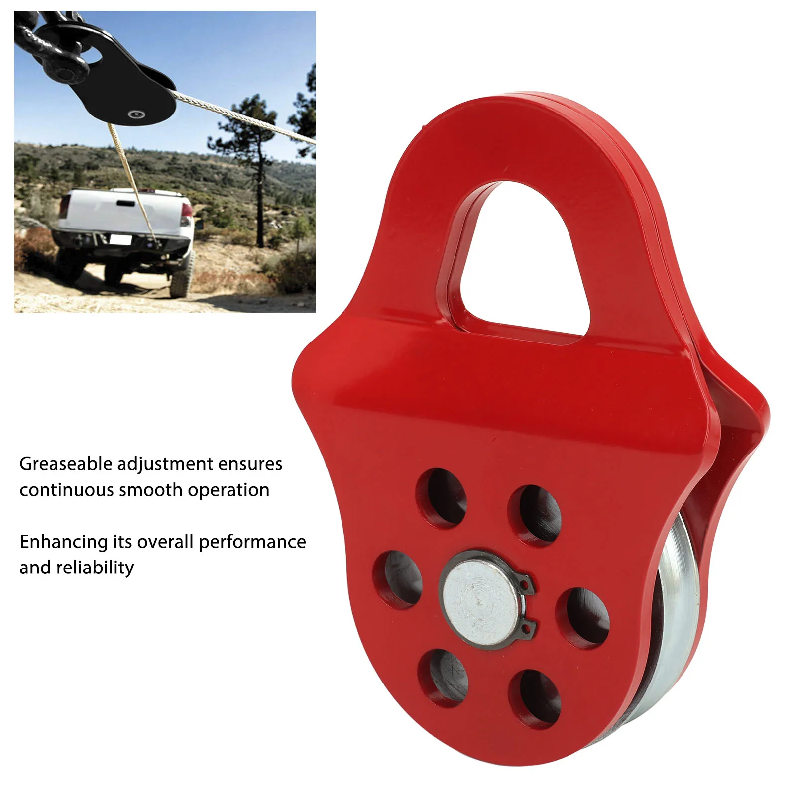 Snatch Block Towing Pulley 4T Load Bearing Capacity Heavy Duty Winch Pulley Red for Truck Tractor  UTV Heavy Duty Rope Pulley