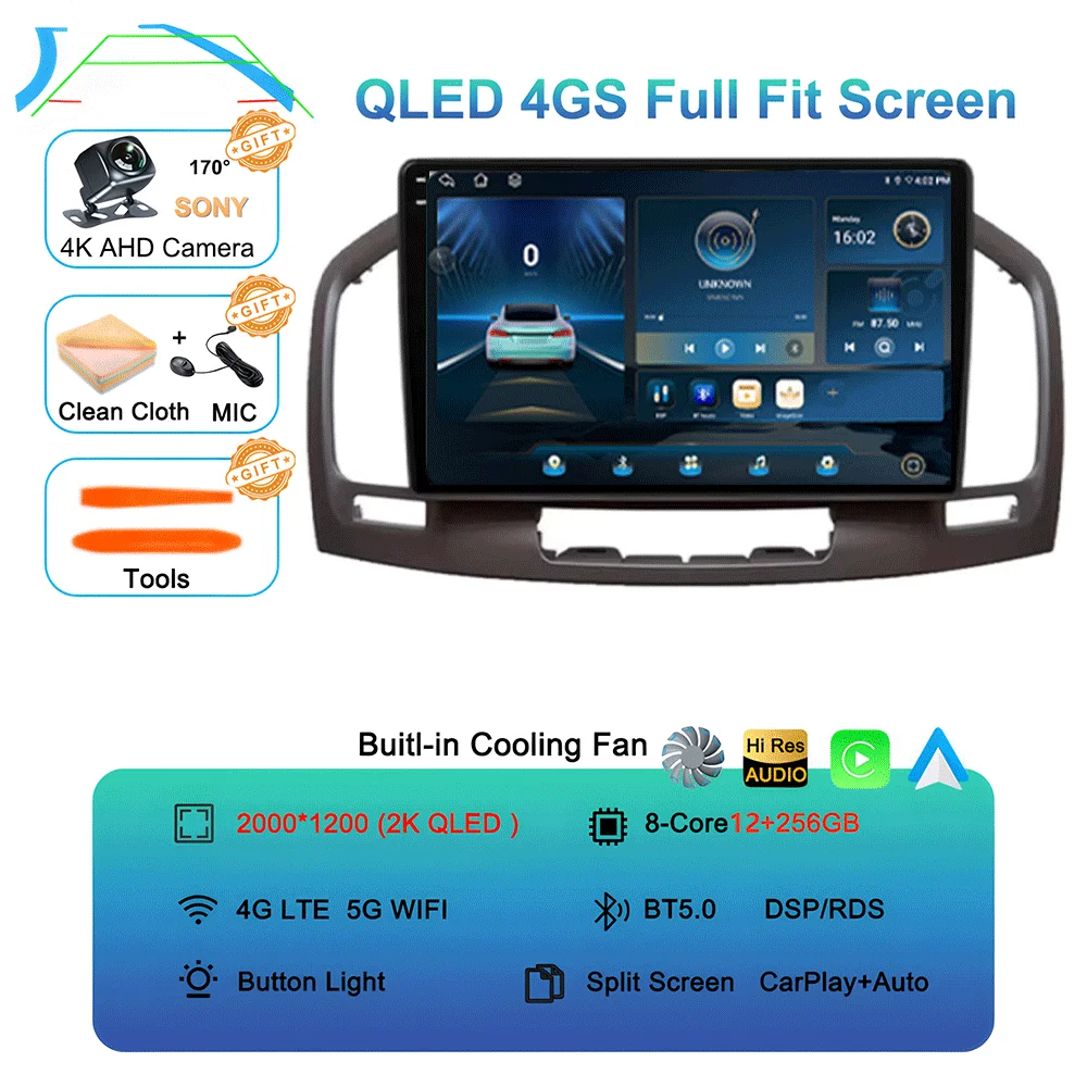 Android 16 Carplay Autoradio WIFI + 4G Voor Buick Regal Opel Insignia 2009 2010 2011 2012 2013 Multimidia Speler GPS Navi Stereo BT