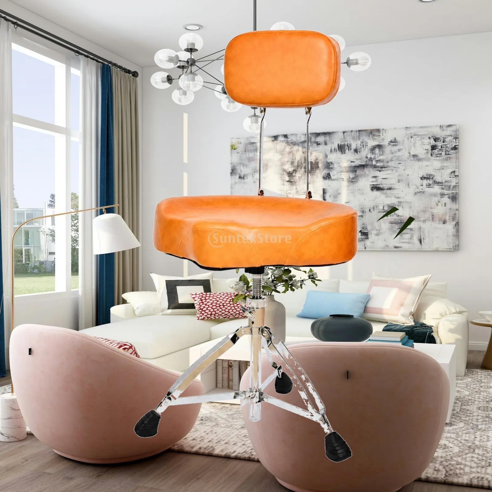 Drum Throne with Backrest Comfortable Saddle Drum Throne Drumming Chair Supportive Sturdy for Drummers, Home Studio